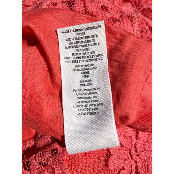 FREE PEOPLE Womens CORAL‎ ORANGE Lace DRESS Strapless Crochet Trim Mini SZ 10 - Picture 6 of 6